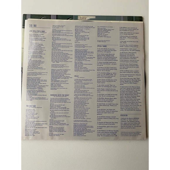 Lionel Richie Can't Slow Down LP 1983 Motown 6059 ML EX All Night Long Hello - Picture 6 of 10